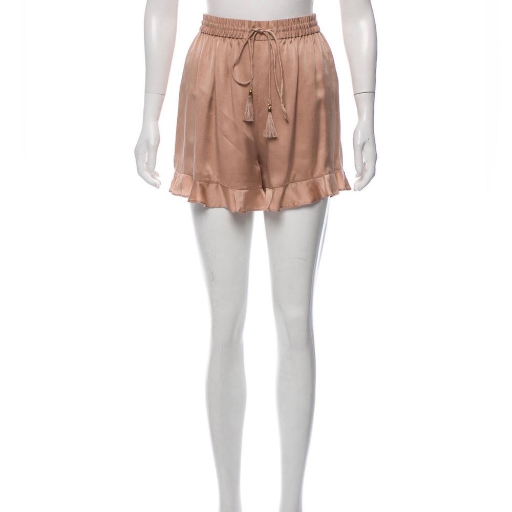 Zimmerman Ruffle-Trimmed Silk Shorts ( peach )